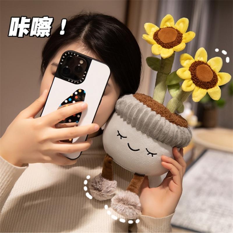 1 Unidad 30Cm Simulación Realista Girasol Peluche Juguete Relleno Adorno Plantas en Maceta Cactus de Floración Abundante Cala Lirio Decoración de Escritorio