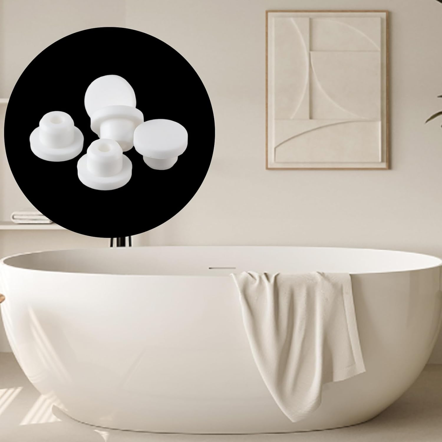 10-Pack Silicone Hole Plug - Bathtub Jet Covers, Waterproof Plugs (0.59 /15mm), White Snap-in Locking for Kitchen, Bulkheads, Bottles, Pipes, and