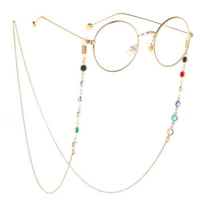Cubic Glasses Strap, Glasses Cleaner (Gold), Fashion Chain Necklace