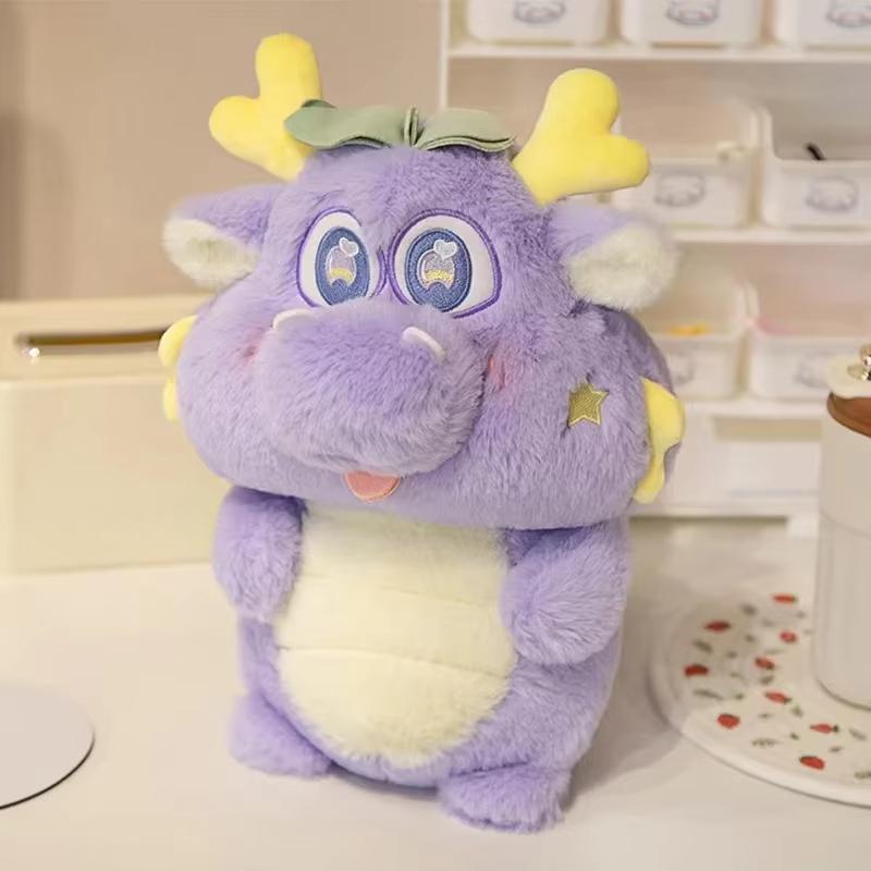

28/35 см мультяшный милый дракон талисман плюшевая игрушка красочная подушка дракон подарок для детей украшение дома сопутствующая кукла 28cm фиолетовый