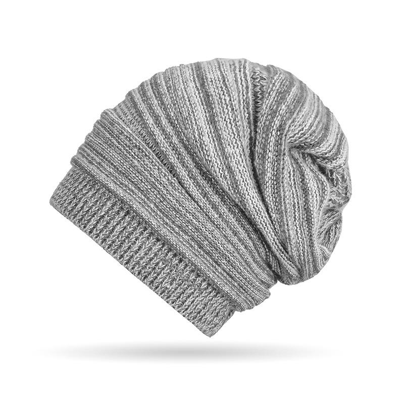 Winter Women Men Pleated Warm Cap Coldproof Elastic Knitted Cap Two-Color Cap