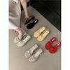 Fashion Cross-Tied Shoes Woman 2025 Slippers Summer Square heel Pantofle Block New Scandals Slides Mary Janes Square heel Shoes Cross-Ti
