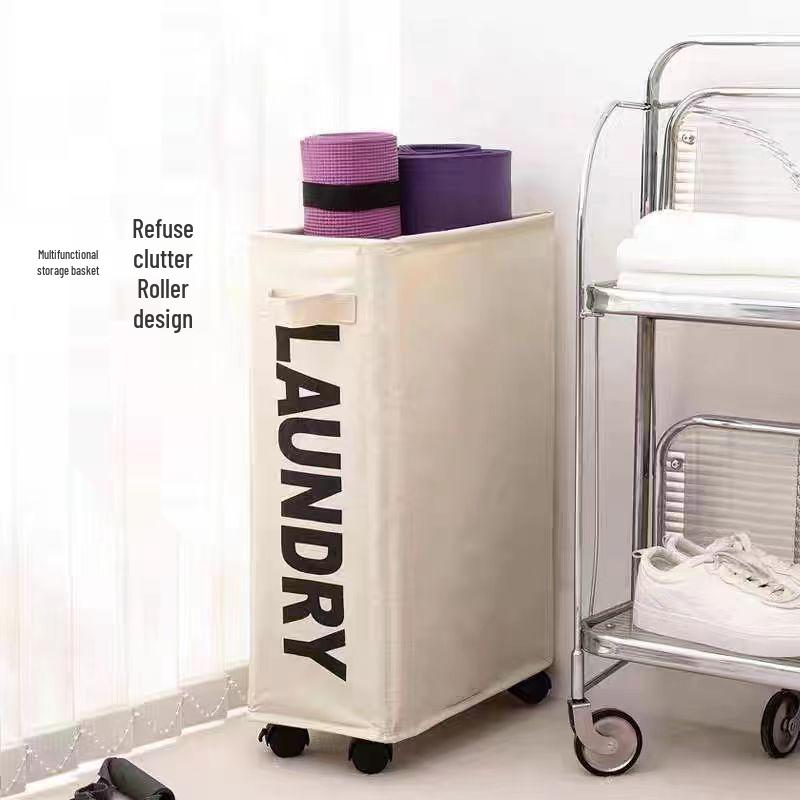 Rolling Oxford Cloth Laundry Basket - Japanese Style, Storage for Clothes, Dirty Laundry & Yoga Mats