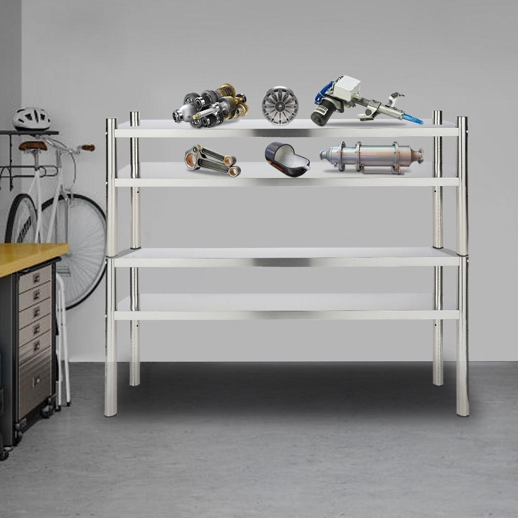 Stainless Steel Storage Rack 4Tier Commercial Shelving Unit with Adjustable Height for Restaurant Warehouse Logistics Center Use
