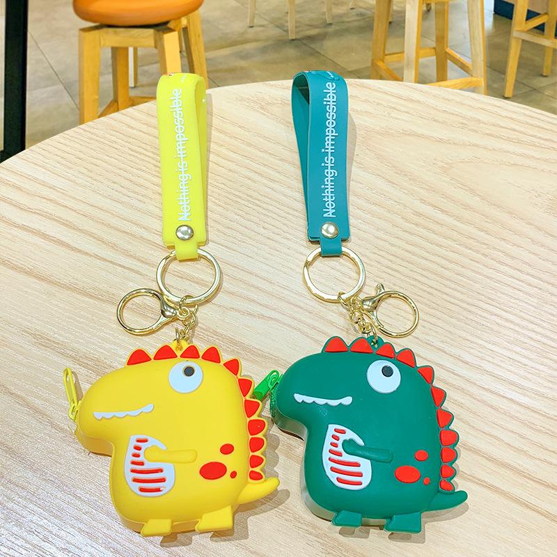 Japanese Cartoon Bared Teeth Dinosaur Change Bag Silicone Bag Portable Oblique Span Shoulder Bag Girls Change Bag