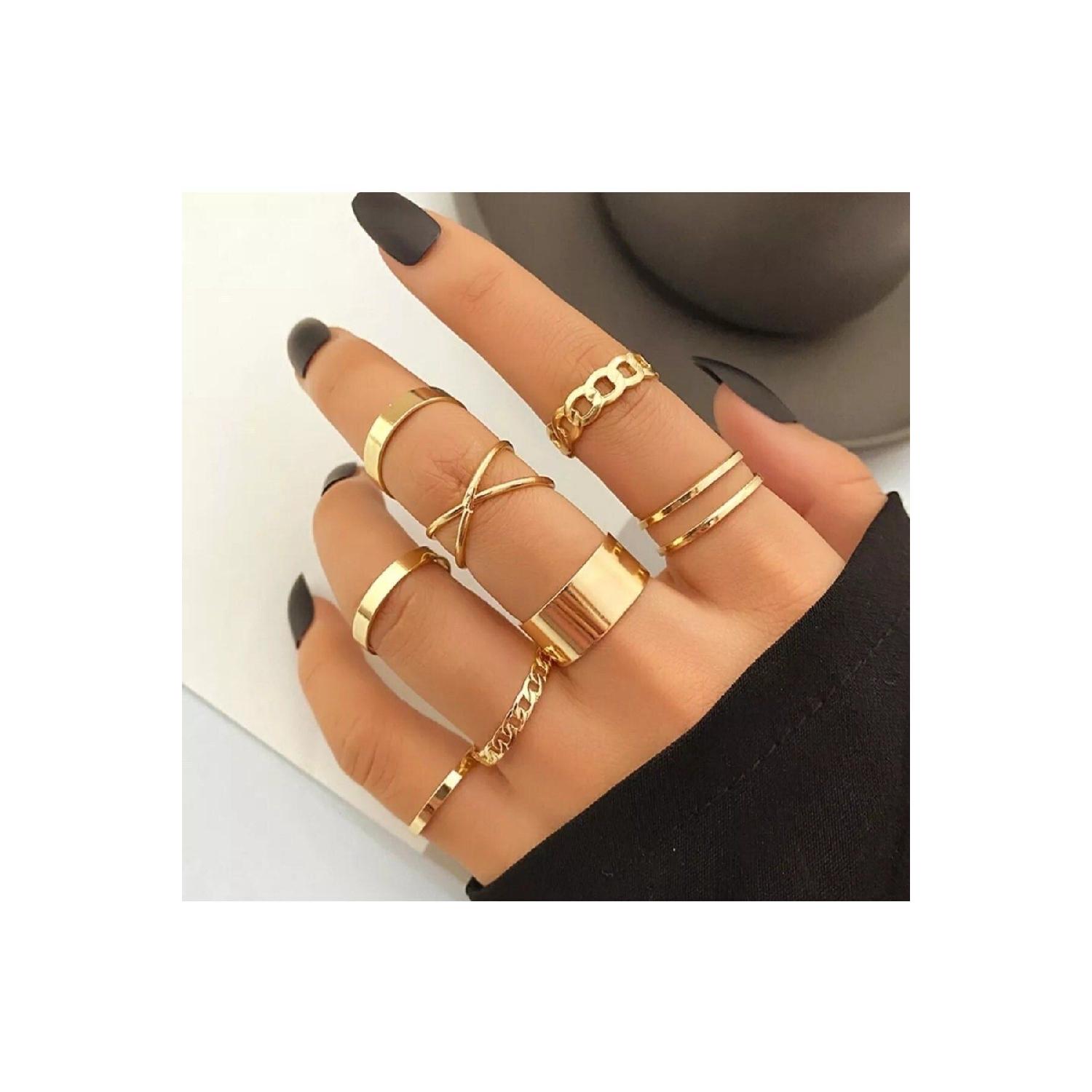 

Женский золотой комбинированный набор колец из 10 предметов золотого цвета золотой