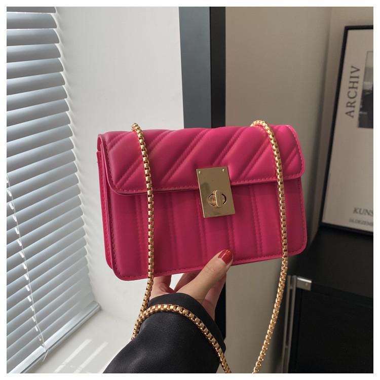 

Urban Minimalist Style Pu Material Small Square Bag With Chain Strap In White