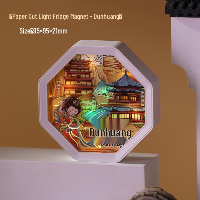 Guochao Paper Sculpture Fridge Magnet Souvenirs for Tourist Attractions