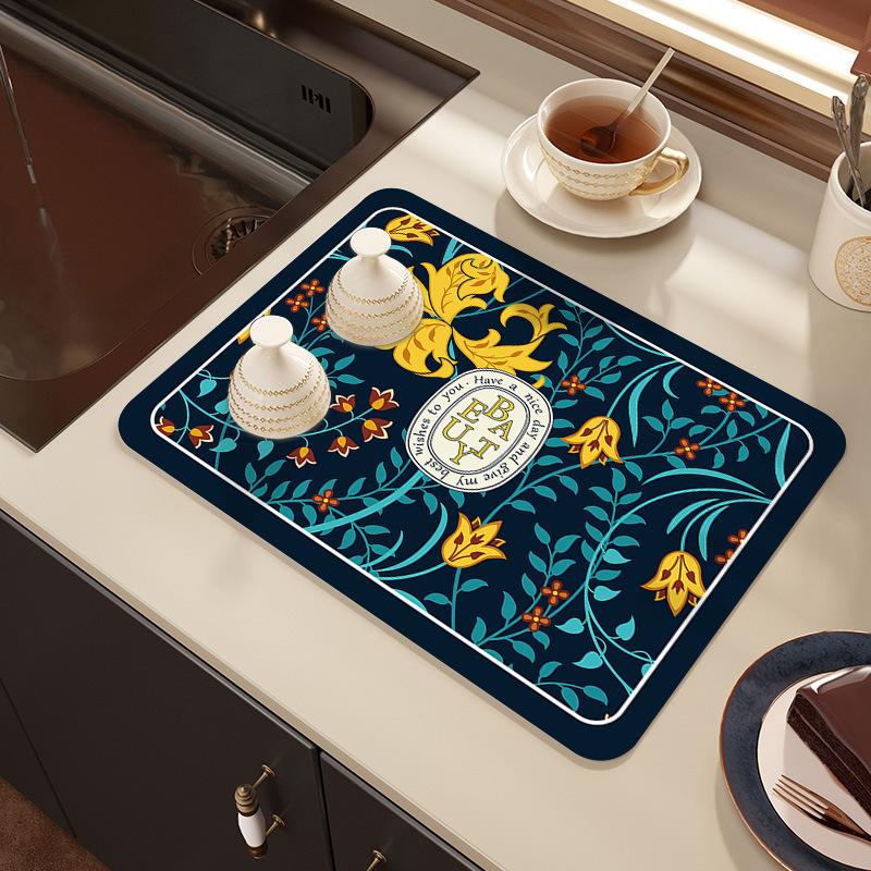 50*80CM Schlamm Absorbierend Schnell Trocknend Hitzebeständig Rutschfest Geschirrabtropfmatte Tischset Kaffeematte