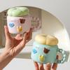 Cute Ceramic Cup With Lid High Value Home Office Couple Water Cup Gift Box Creative Souvenir