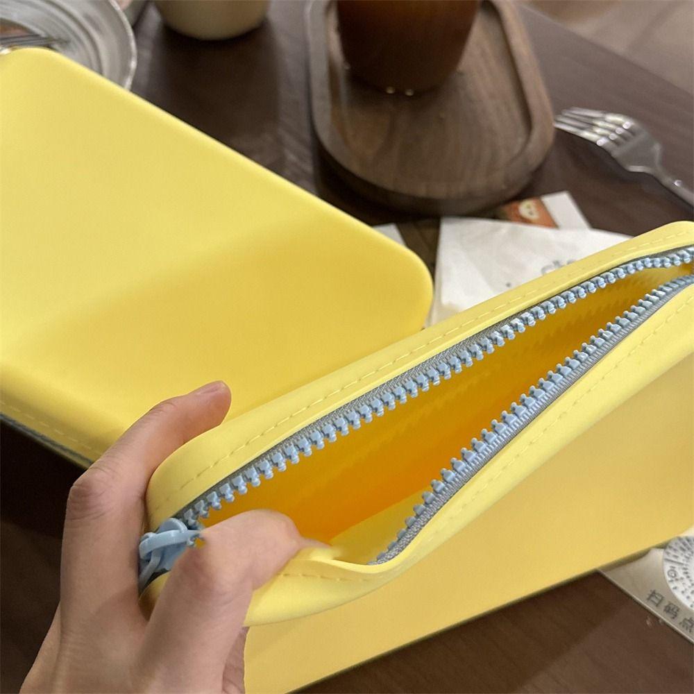 Kontrastfarbe Multifunktions-Aufbewahrungstasche Rechteck Kleine Artikeltasche Silikon Kosmetiktasche Outdoor