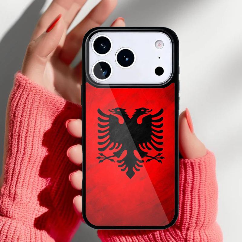 

Albania Flag Eagle Phone Case for iPhone 17 16 15 14 13 Pro Max Back Cover for 12 11 Pro Coque iPhone 16e