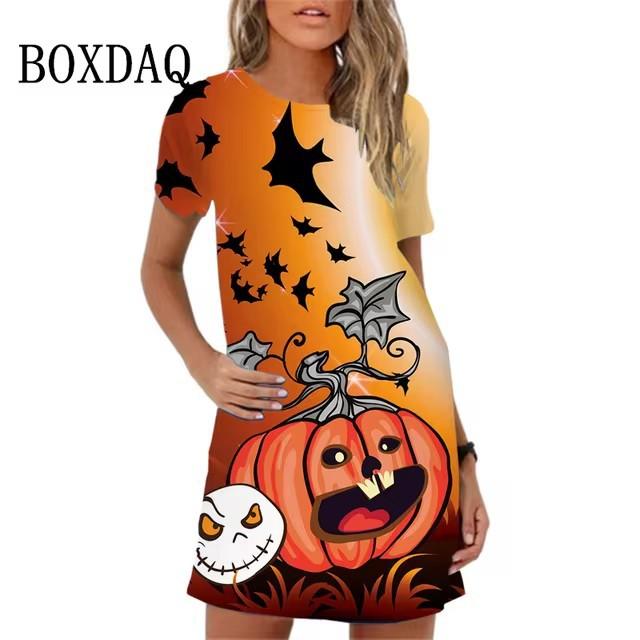 Women Elegant Short Sleeve 3d Print Midi Beach Dress Dailywear Summer T Shirt Dresses