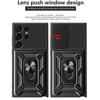 Sergeant Level Camera Sliding Window Phone Case For Samsung S25 S24 S23 S22 Ultra Plus Ring Bracket Shockproof Protective Cover