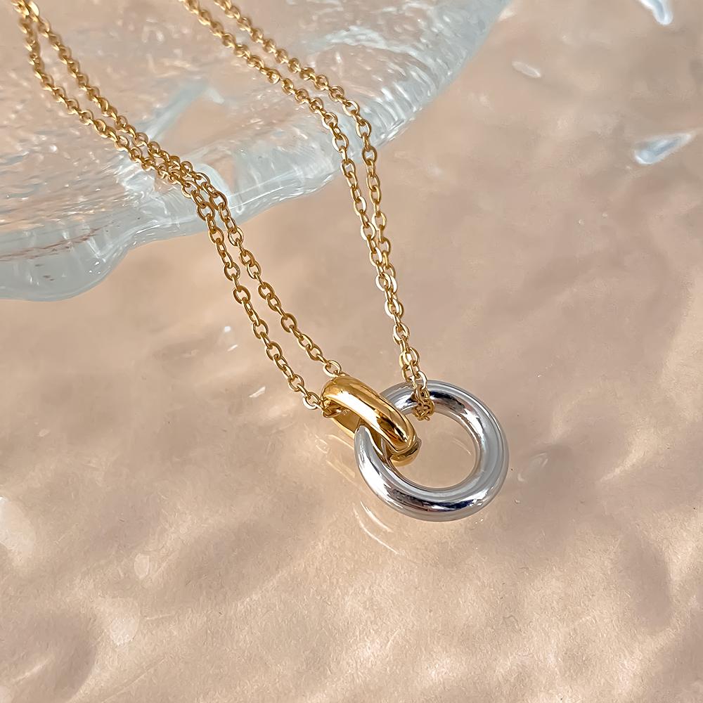 eManco Stainless Steel two-color pendant Necklaces For Women Chokers Trend Fashion Festival Party Gift Jewelry