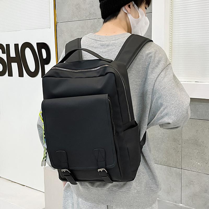

2024 новый корейский вариант модного тренда мужской рюкзак для студентов, отдыха, путешествий, сумка-рюкзак с пряжкой чёрный