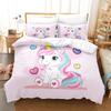 3D Cartoon Bedding Set Unicorn Rainbow Printed Duvet Cover Set Soft Skin-Friendly Single Double King Size for Kids Birthday Gift
