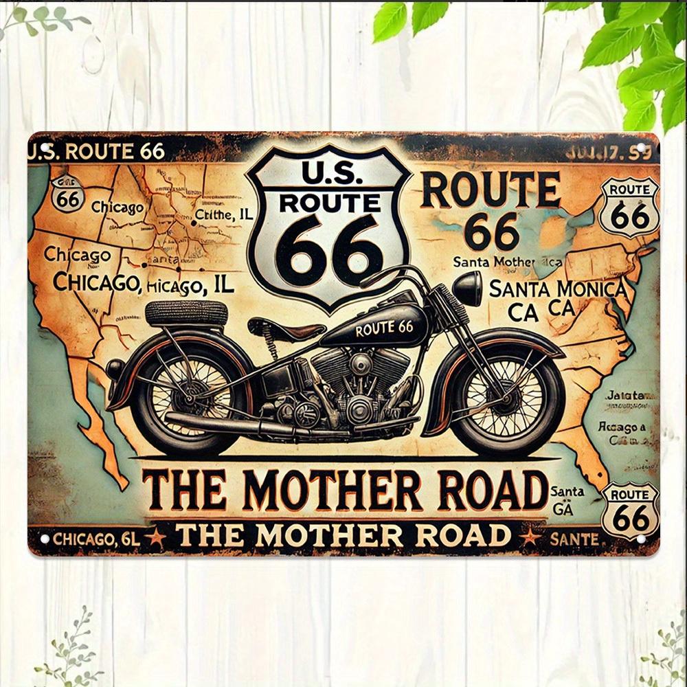 Retro 66 Highway Motorcycle Wooden Wall Decor Sign suitable for home bar garage bedroom door decoration