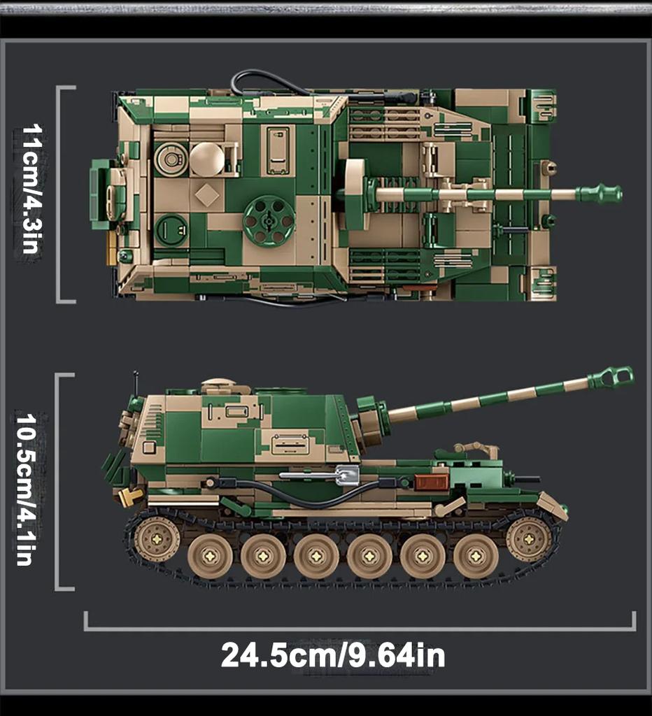 Ww2 Military Army Soldiers World War 2 Jagdpanzer Tiger/P Tank Destroyer Building Blocks Bricks Children'S Diy Toy Christma Gift