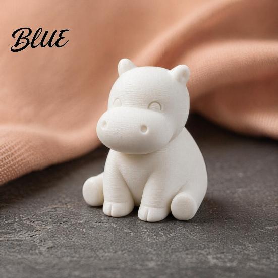 Durable Small Animal Sculpture 3D Printed Hippopotamus Statue, Mini Size Desktop Decoration, Solid White Hippo Accessory Matte Finish Figurine