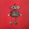 Handmade Punk Robot Pendant Wood Body Metal Eyes Legs Gun In Hand Necklace Keychain Pendant