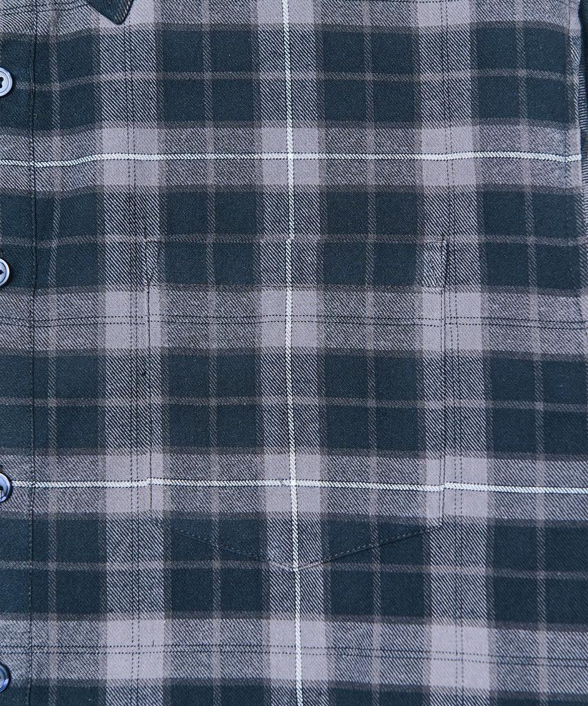 TEN PAST SEVEN Back Print Check Shirt - Gray