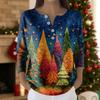Women's Fashion Long Sleeve Christmas Snowflake Print Top Elegant Casual Top