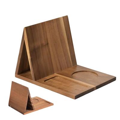 Holz-Buchständer mit Getränkehalter Holz-Dreieck-Lesezeichen Leseablage mit geschlitztem Dreieck-Buchständer Ausstellungsregal