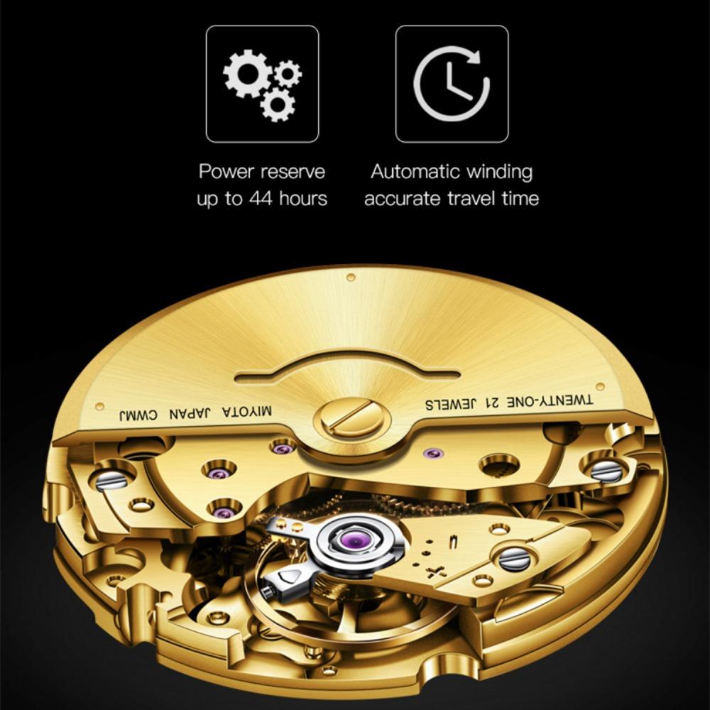 OUPINKE Montre homme en relief, design de voile, mécanique, montre haut de gamme