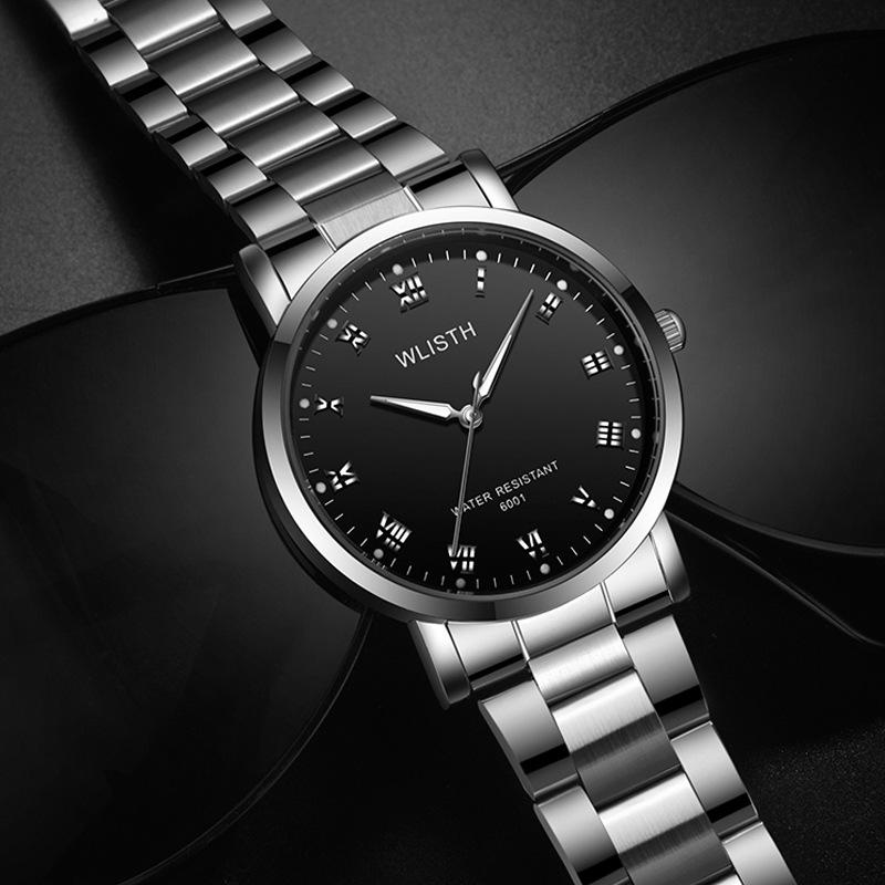 WLISTH Unisex Minimalist Luminous Watch with Steel & Leather Bands