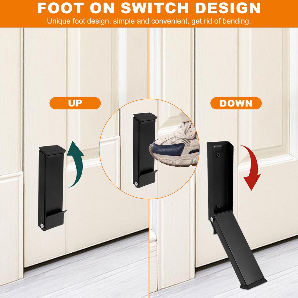 Kick Down Door Stoppers Self Adhesive Pedal Door Stop Doorstop Holder No Drilling Stainless Steel Anti-Slip