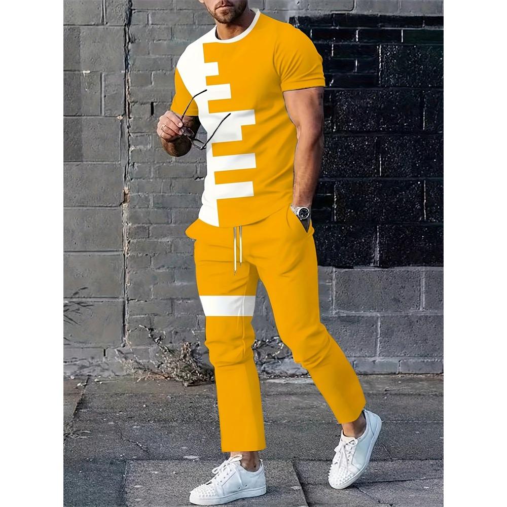 New Summer And Spring Fashion Men's Sportswear T-shirt Trousers Pants Suit Casual Short-sleeved Suit Jogging Fitness Clothing