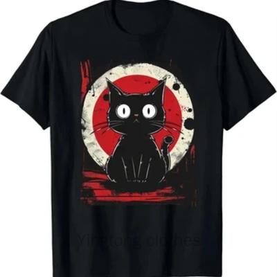 Japanese Black Anime Cat T Shirt T-Shirt Clothes Shirts for Women Tops Graphic T Shirts Camisetas