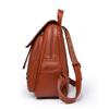 Women's Solid Color Schoolbag Large Capacity Soft Leather Backpack Female Travel Bag