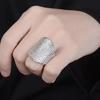 Huitan Gorgeous Sparkling Wide Ring Luxury Lady Wedding Party Zircon with Shiny Zirconia Luxury Zinc Alloy Color Finger Accessories