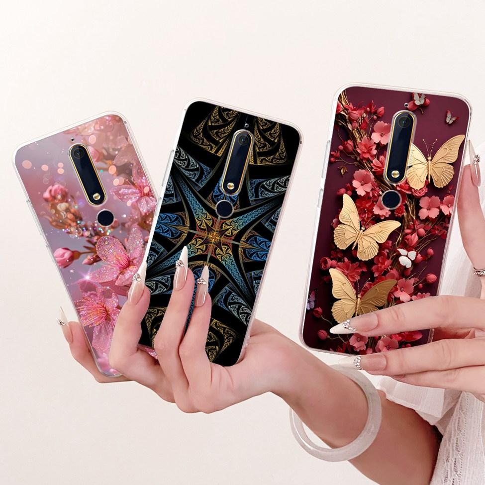 For Nokia 6 2018 Clear Case Cover Aesthetic Luxury Cute Cat Fashion Butterfly Funny Painted Phone Casing