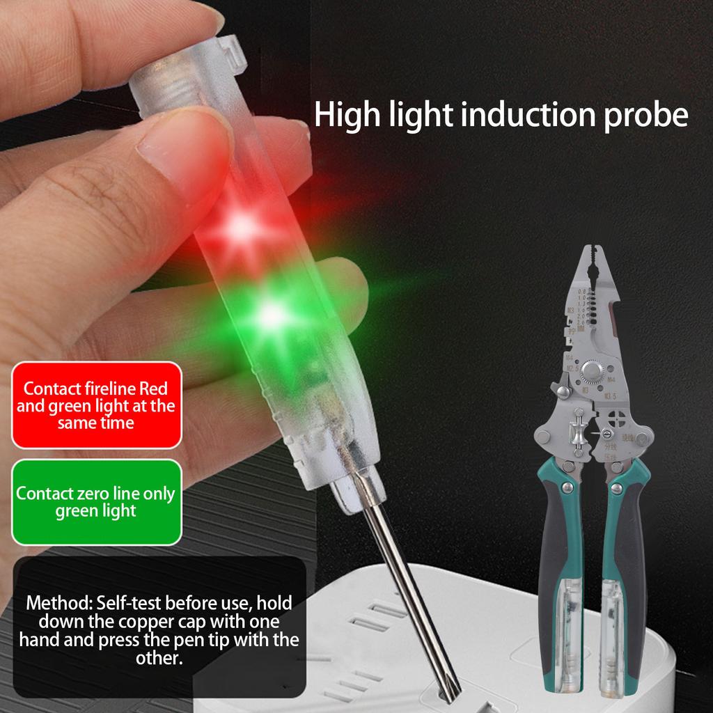Multifunctional Folding Wire Stripper Cable Cutter with Builts In Voltage Tester for Electricians and DIY Enthusiasts