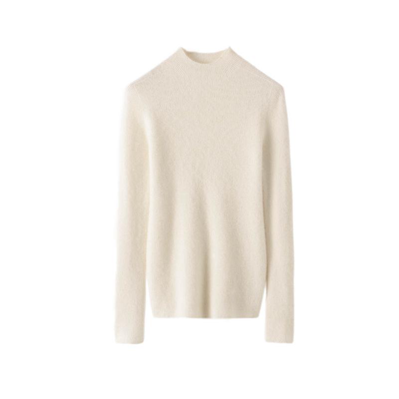 Women's 100% Cashmere High Neck Slim Fit Pullover Sweater