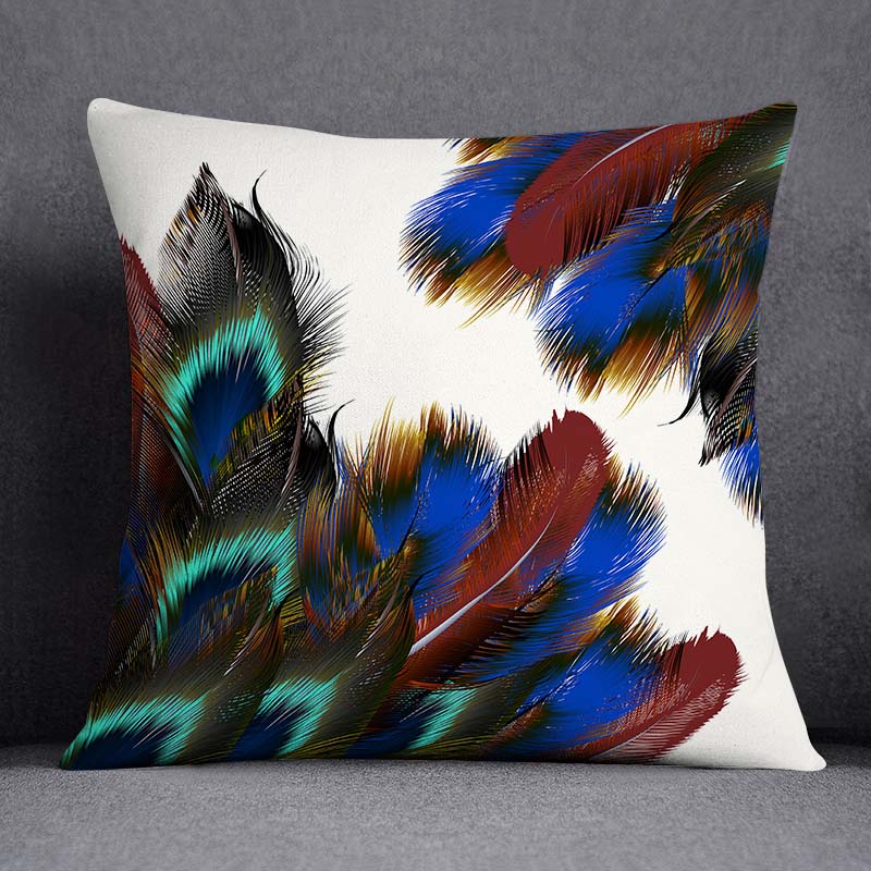 Dekorativní povlak na polštář se vzorem pavího peří Čtvercový povlak na polštář pro domácí kancelář Dekorativní povlak na polštář 45cm*45cm
