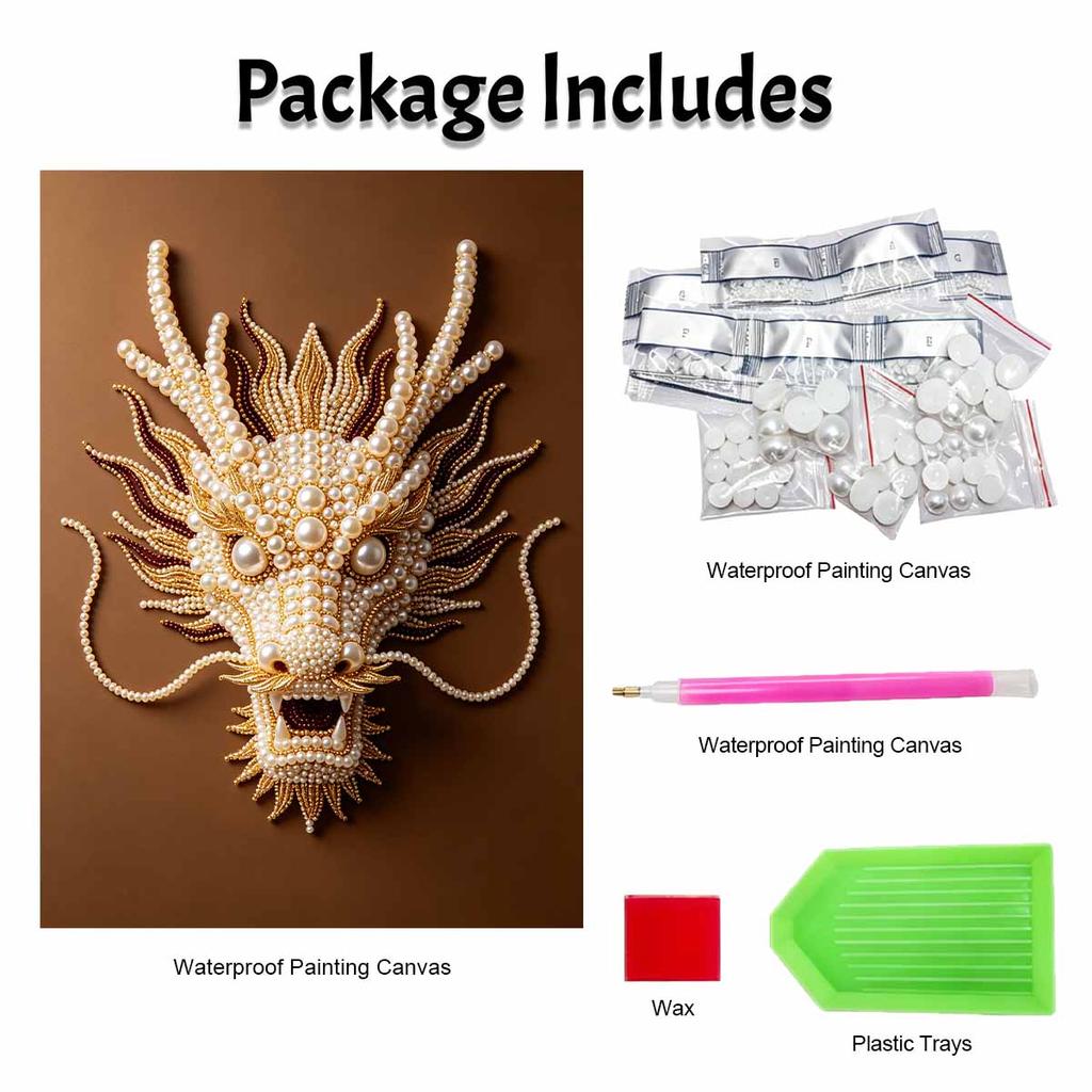 DIY Pearl Diamond Art Painting Kits for Adult and Beginners, Majestic Dragon Sparkling Painting Craft Home Wall Decor Handmade Gift