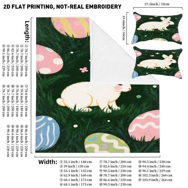 Bedding,Pillowcase,Quilt Cover 3-Piece Set,Little White Rabbit,Easter Egg Pattern,Easter Decoration