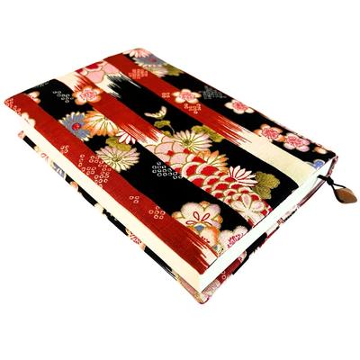 Black Paperback Book Cover with Floral Pattern and Abacus Bead Handmade Japanese Made In Bookmark. Item. Japan.