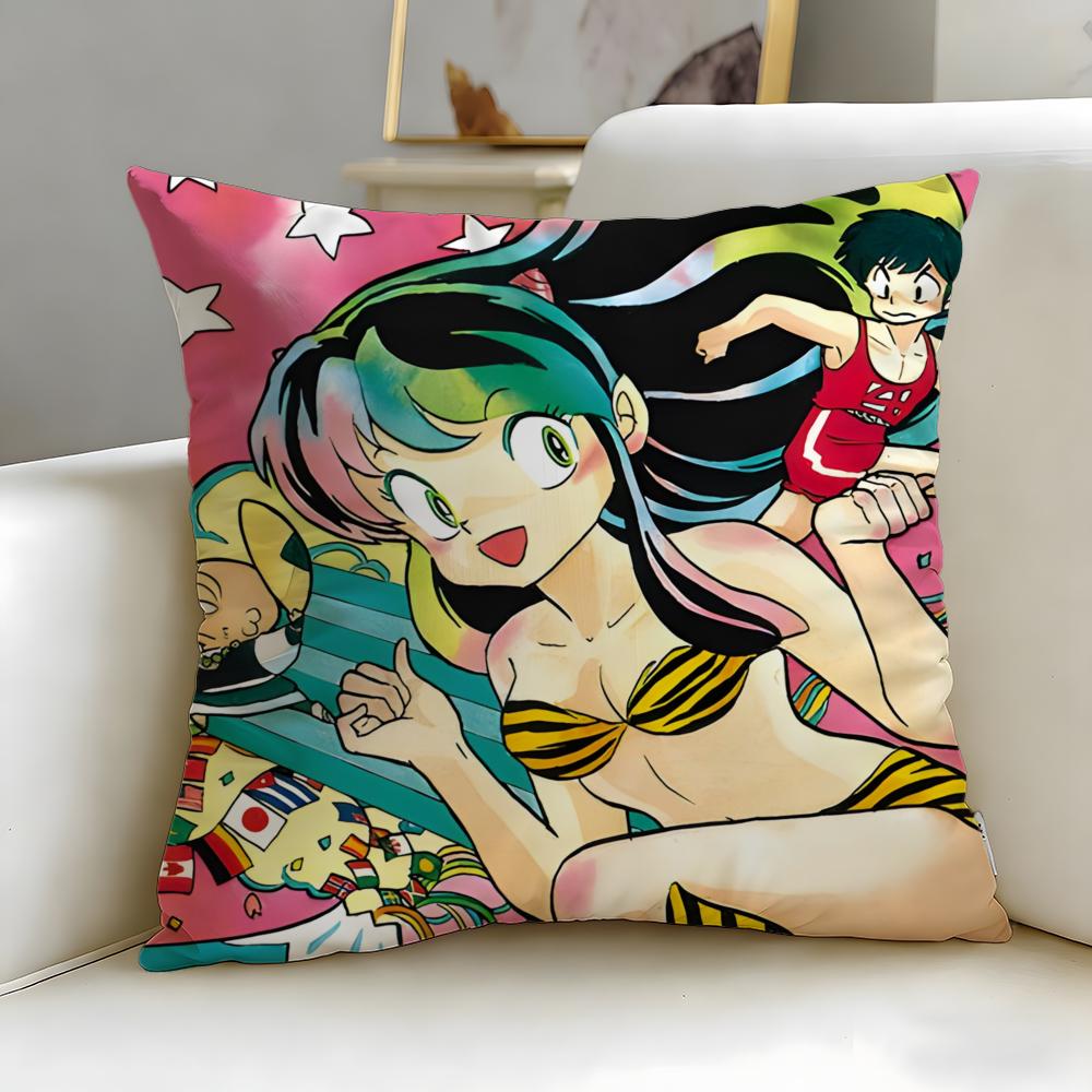 classic anime Urusei Yatsura Cushion Cover Soft  EasyWash Pillow Case  Versatile for Couch Bed Travel and Office 30X30cm