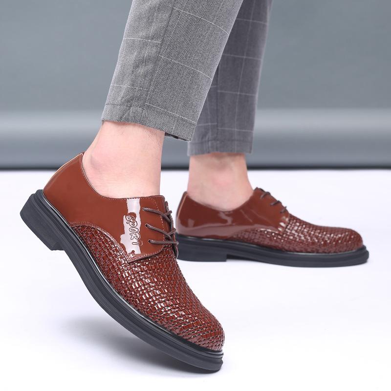 Summer men's sandals men's hand-woven breathable business dress casual leather shoes hole shoes men's shoes platform shoes