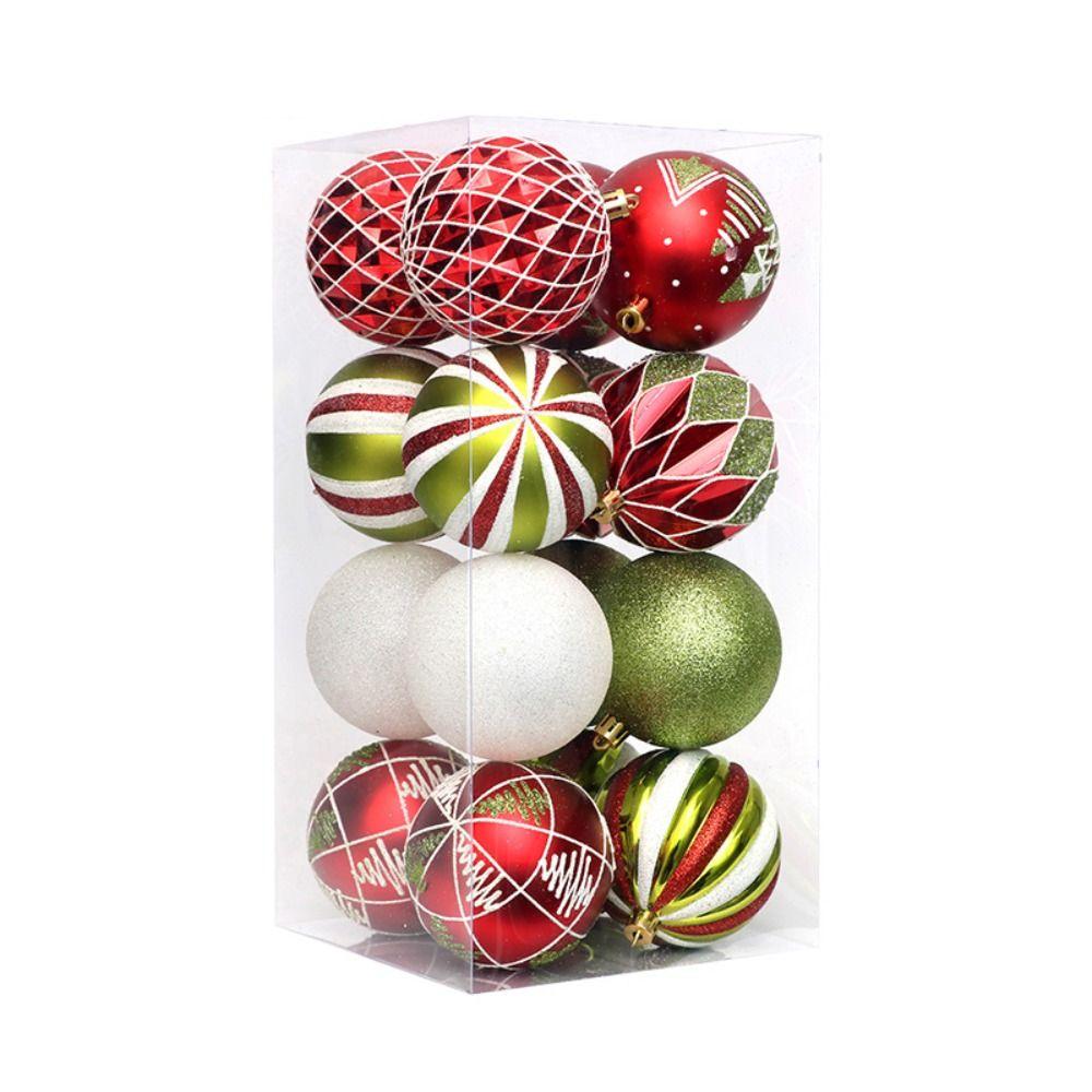 16pcs 8cm Painted Christmas Ball Glitter Christmas Tree Ornament Christma Tree Hanging Ball Colorful Xmas Hanging Pendant