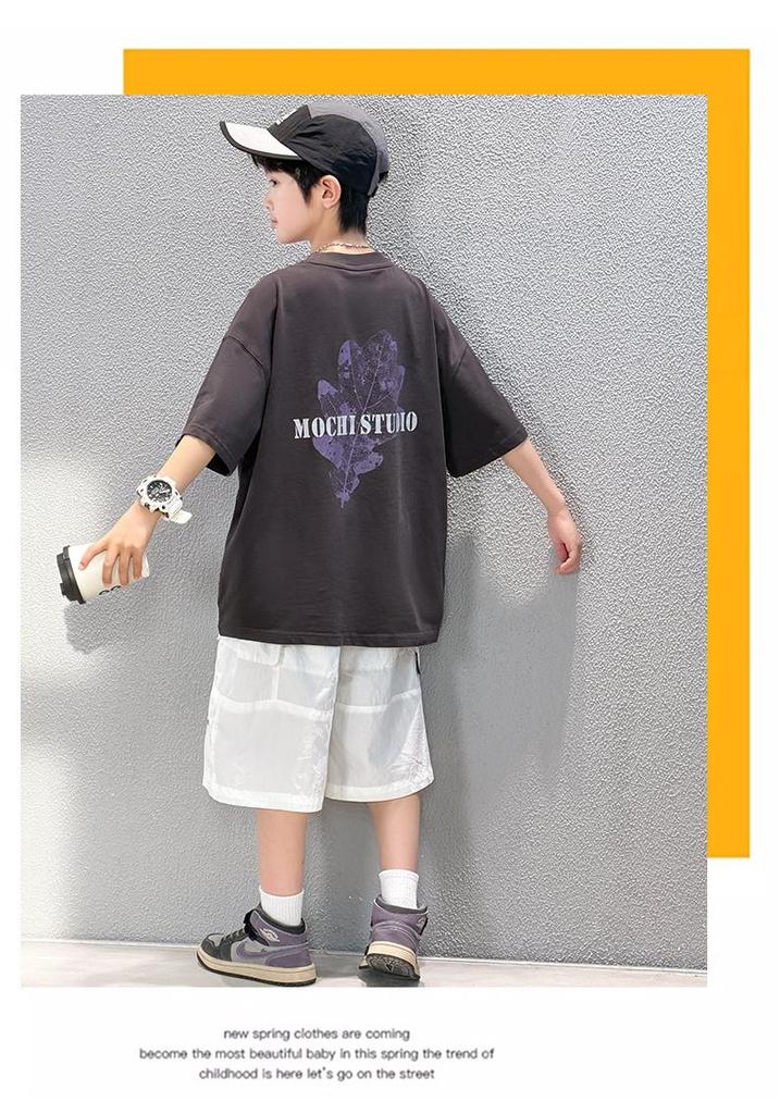 Boys' Korean Style Short-Sleeve Hip Hop T-shirt - Trendy Summer Round Neck for Medium and Large Children