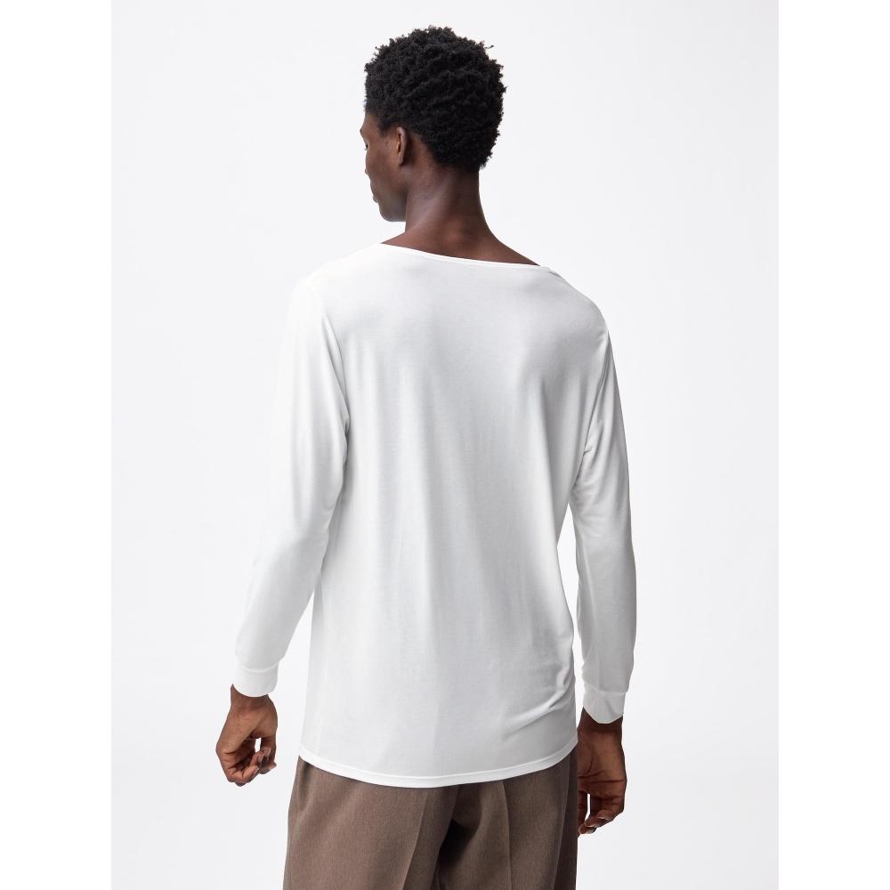 Gu By Uniqlo Style Heated Wide Neck Tee  9 Minute Sleeve  +e