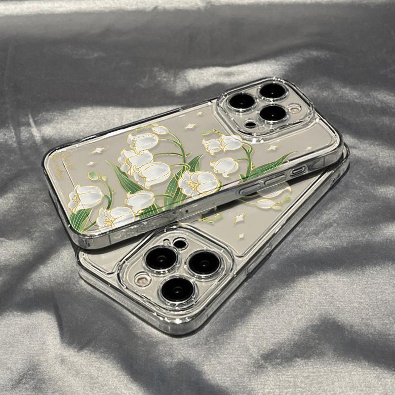 Aesthetic Flower Phone Case For iPhone 17 16 15 11 12 14 13 Pro Max Mini X XS XR 7 Plus 17E Shockproof Transparent Cover Fundas