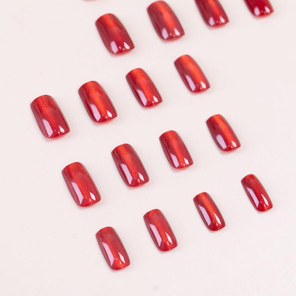 Autumn & Winter Skin-Brightening Cat Eye Press-On Nails - High-Grade, Cross-Color Nail Stickers