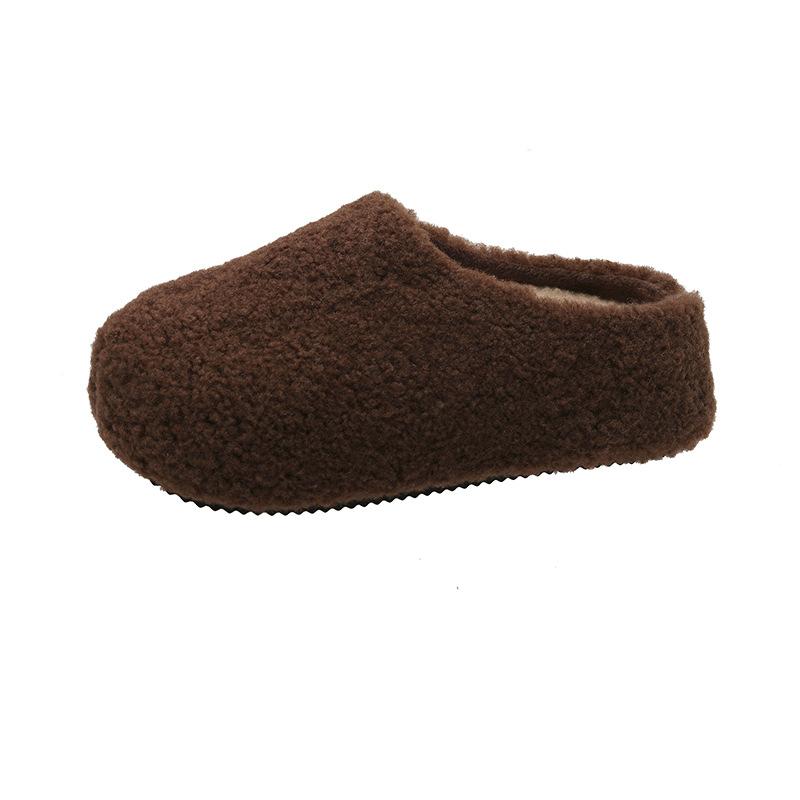 

Пушистые тапочки женская уличная обувь новые пушистые на толстой подошве домашние женские хлопковые тапочки 39 темно-коричневого